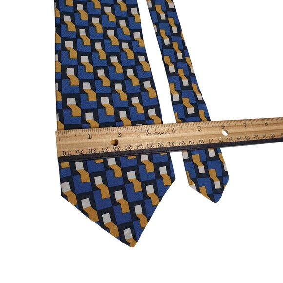 Vintage Necktie Ted Lapidus Imported Silk Vintage Blue Gold Luxury Gift Dad - Picture 3 of 5